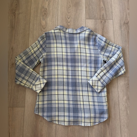 Sanctuary Blue and Gray Plaid Tomboy Shirt 100% COTTON.👕 - Picture 8 of 9